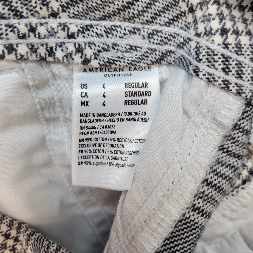 American Eagle Wide Leg Pants Womens 4 Gray Plaid Super High Rise Baggy Trousers - Picture 5 of 12